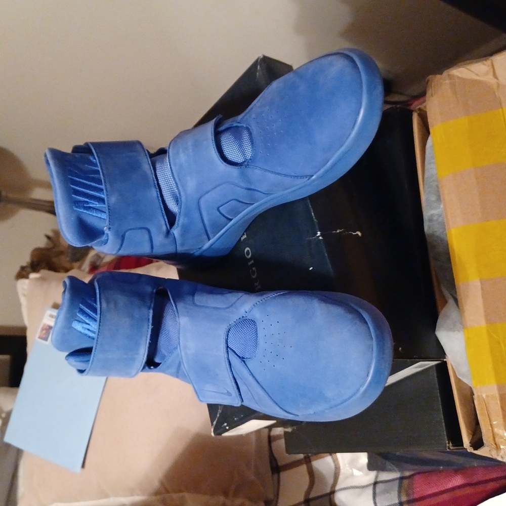 Nike, med-blue micro suede high-top. Slightly used, Sz 12.